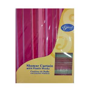   CORTINA BAÑO RAYAS FUCSIA PVC FG0183 QUALITY FG0183