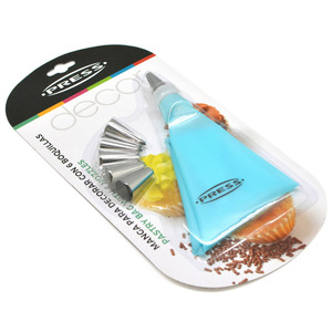 MANGA PARA DECORAR EN SILICONA CON 6 BOQUILLAS 76807 PRESS VH76807