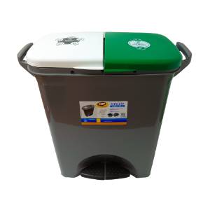   PAPELERA DOBLE 40LT BLANCO - NEGRO NP 41027