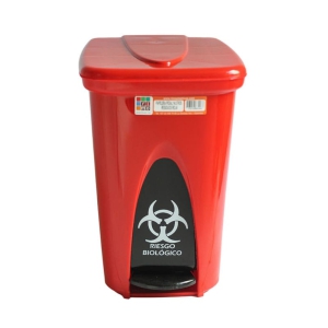 PAPELERA PEDAL 14 LITROS RESIDUOS ROJA 12087