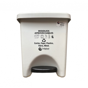 PAPELERA PEDAL 22LT CUADRA- PELETI-BLANCA 1104 COLPLAST 1104