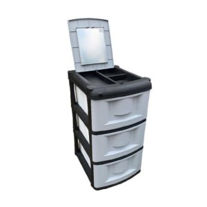 MUEBLE ORGANIZADOR NEGRO X3 C/ESPEJO 15384 RIMO