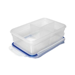 RECIPIENTE CLICK RECTANGULAR 3 DIVISIONES  TRASLUCIDO RIMO